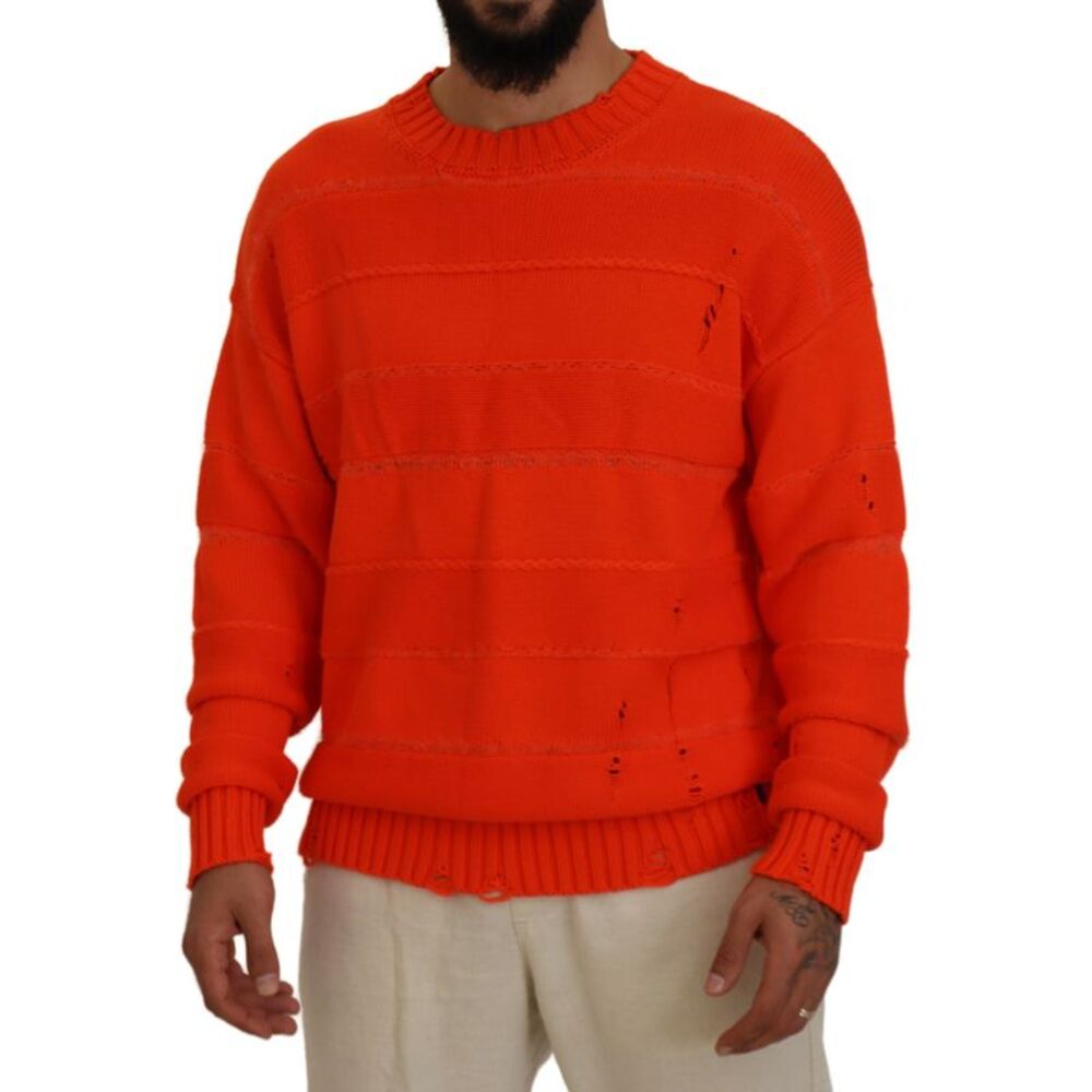 Dsquared² Orange Cotton Long Sleeves Men Pullover Men's Sweater